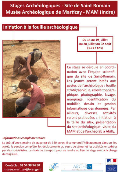 Musée de Martizay, stage d initiation à l archéologique